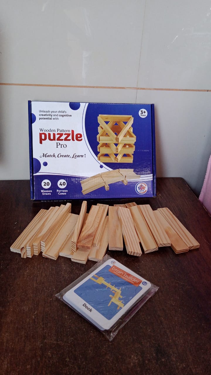 Wooden Pattern Brain Puzzles 20 Pcs Wooden Strips, 40 Pattern Cards (1 Set) Wooden Pattern Brain Puzzles 20 Pcs Wooden Strips, 40 Pattern Cards (1 Set)